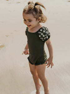 Coco Embroidery Puff Sleeve Swimsuit
